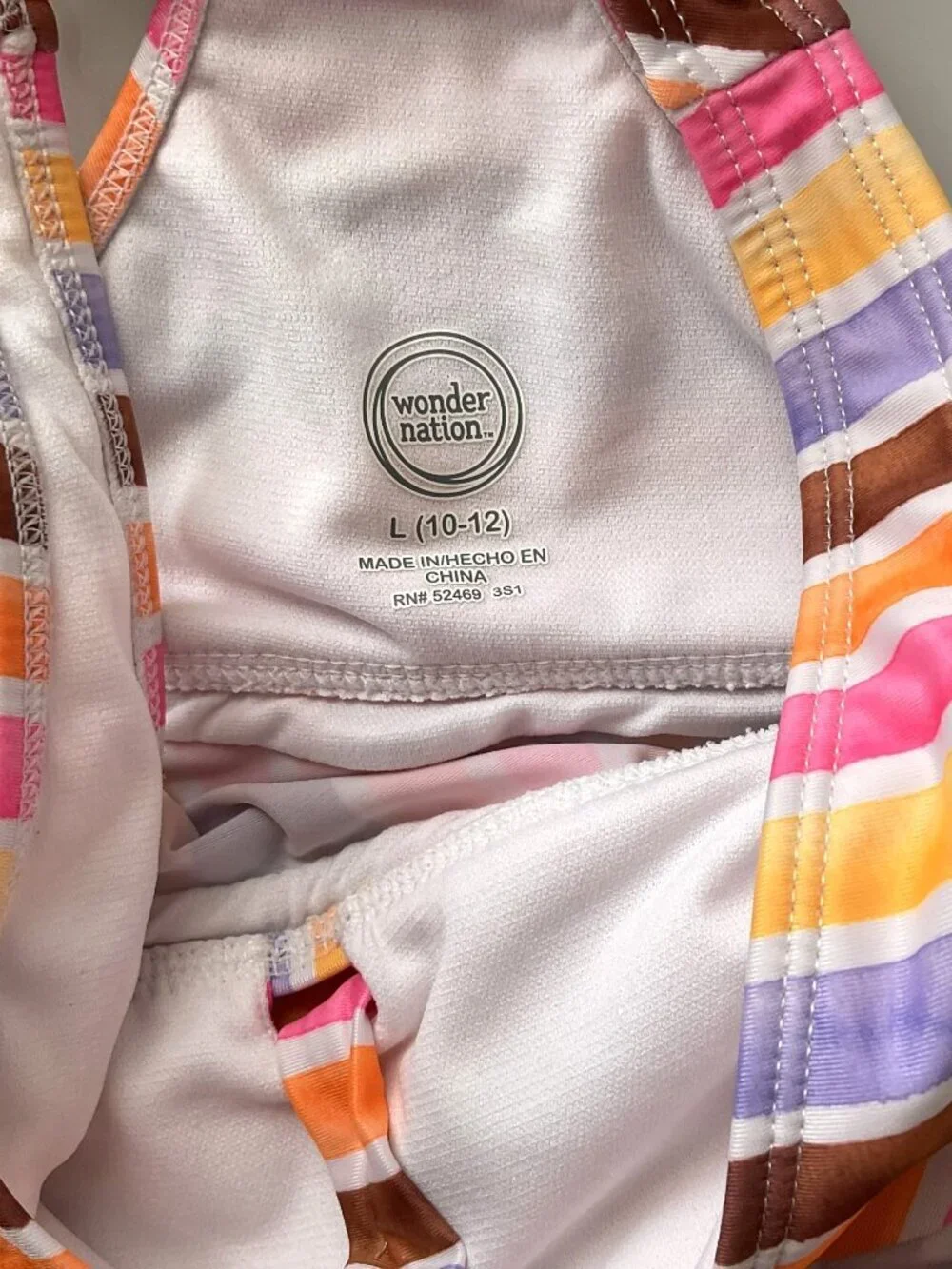GIRLS STRIPED TANKINI SWIMMING SUIT 2 PC SET UPF 50+ L 10-12 LIKE NEW